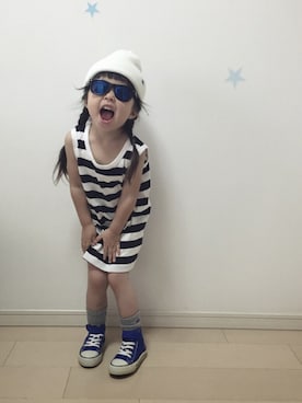 「NANO universe（ナノユニバース）のアイテム（帽子）」を使った、SL2さん（キッズ・90cm）の夏コーディネート