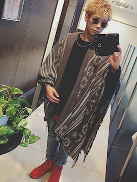 「URBAN RESEARCH（アーバンリサーチ）のアイテム（ポンチョ）」を使った、honchanさん（メンズ・167cm）の冬コーディネート