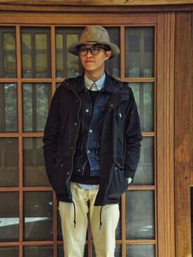 「Carhartt WIP（カーハートダブリューアイピー）のアイテム（ピーコート）」を使った、WilliamYangさん（メンズ・175cm）の春コーディネート
