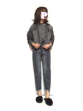 「FREE'S MART（フリーズマート）のアイテム（デニムジャケット）」を使った、ぱぱぱさん（レディース・161cm）の秋コーディネート