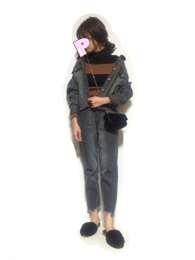「FREE'S MART（フリーズマート）のアイテム（デニムジャケット）」を使った、ぱぱぱさん（レディース・161cm）の冬コーディネート