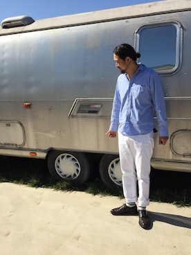 「アイテム（ドレスシューズ、ブラウン系）」を使った、向後　聡史さん（メンズ・187cm）の春コーディネート