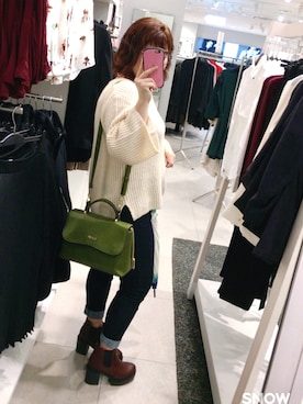 「Heather（ヘザー）のアイテム（ブーツ）」を使った、たるぎさん（レディース・155cm）の秋コーディネート