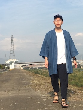 「kimono」｜「アイテム（帽子）」を使った、WAISENG さん（メンズ・171cm）の春コーディネート