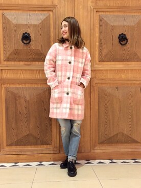「Ray BEAMS（レイビームス）のアイテム（ステンカラーコート）」を使った、tamuasuさん（レディース・162cm）の冬コーディネート