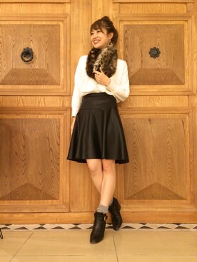 「ファースヌード」｜「アイテム（スウェット）」を使った、tamuasuさん（レディース・162cm）の冬コーディネート