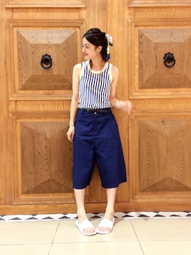 「ガウチョパンツ」｜tamuasuさん（レディース・162cm）の夏コーディネート