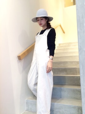 「UNUSED」｜「アイテム（オールインワン・サロペット）」を使った、tamuasuさん（レディース・162cm）の冬コーディネート