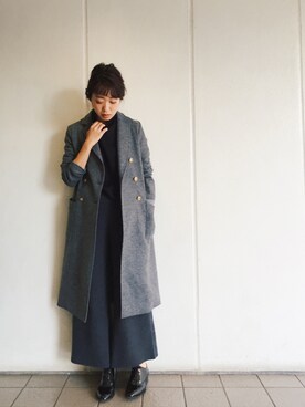 「TODAYFUL（トゥデイフル）のアイテム（チェスターコート）」を使った、TOMOMI KANATAさん（レディース・161cm）の秋コーディネート
