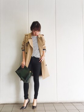 「TODAYFUL（トゥデイフル）のアイテム（トレンチコート）」を使った、TOMOMI KANATAさん（レディース・161cm）の秋コーディネート