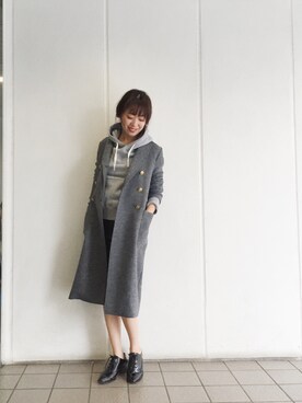 「TODAYFUL（トゥデイフル）のアイテム（チェスターコート）」を使った、TOMOMI KANATAさん（レディース・161cm）の秋コーディネート