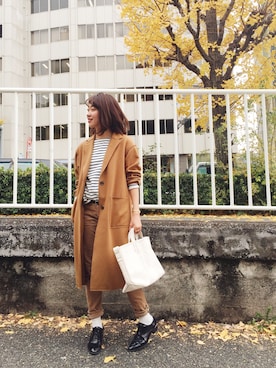「TODAYFUL（トゥデイフル）のアイテム（チェスターコート）」を使った、TOMOMI KANATAさん（レディース・161cm）の冬コーディネート