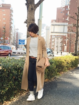 「アイテム（ジャケット/アウター）」を使った、TOMOMI KANATAさん（レディース・161cm）の冬コーディネート