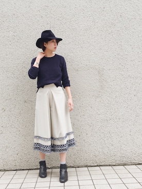 「アイテム（帽子）」を使った、TOMOMI KANATAさん（レディース・161cm）の春コーディネート