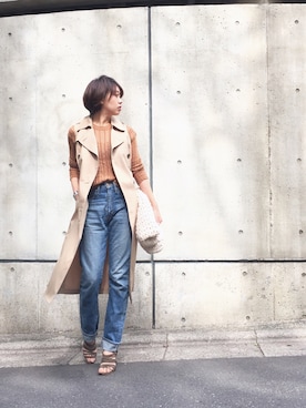 「TODAYFUL（トゥデイフル）のアイテム（トレンチコート）」を使った、TOMOMI KANATAさん（レディース・161cm）の春コーディネート
