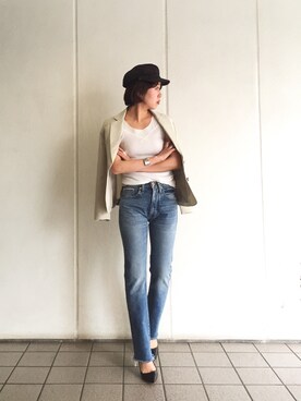 「アイテム（タンクトップ）」を使った、TOMOMI KANATAさん（レディース・161cm）の春コーディネート