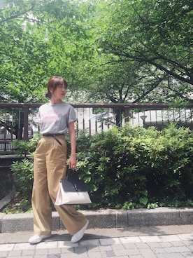 「TODAYFUL（トゥデイフル）のアイテム（トートバッグ）」を使った、TOMOMI KANATAさん（レディース・162cm）の春コーディネート