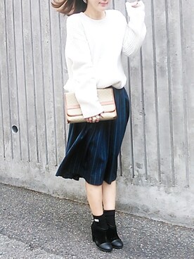 「ヒール×靴下」｜「アイテム（その他）」を使った、izuminさん（レディース・161cm）の冬コーディネート