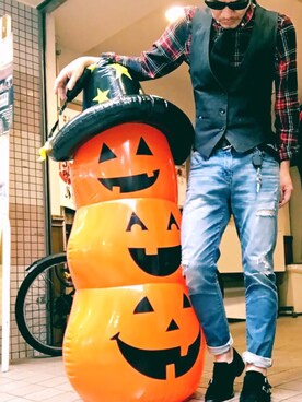「DSQUARED2（ディースクエアード）のアイテム（ベスト）」を使った、スコップさん（メンズ・171cm）の秋コーディネート