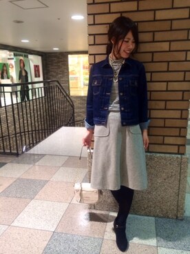 「KATHARINE ROSS（キャサリンロス）のアイテム（デニムジャケット）」を使った、airiさん（レディース・159cm）の冬コーディネート