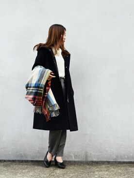 「MK MICHEL KLEIN（エムケーミッシェルクラン）のアイテム（その他アウター）」を使った、MKミッシェルクランさん（レディース・160cm）の冬コーディネート