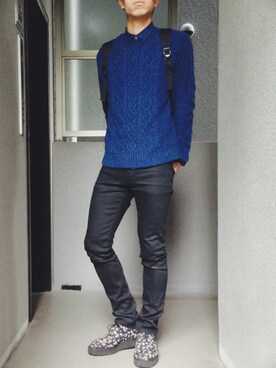 「LAD MUSICIAN（ラッドミュージシャン）のアイテム（その他シューズ）」を使った、ウエダワタルさん（メンズ・175cm）の秋コーディネート