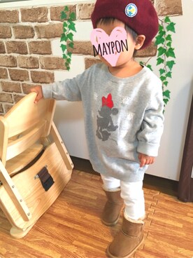 「1歳半」｜「アイテム（ハンチング/ベレー帽）」を使った、mayponさん（キッズ・70cm）の秋コーディネート