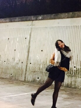 「MONKI（モンキ）のアイテム（マフラー）」を使った、Hazelさん（レディース・163cm）の冬コーディネート