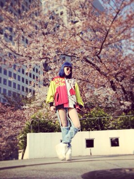「JOYRICH」｜「アイテム（ブルゾン）」を使った、Mei Hirataさん（レディース・167cm）の春コーディネート