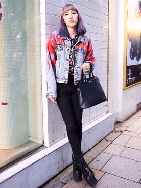 「JOYRICH」｜「アイテム（デニムジャケット）」を使った、Mei Hirataさん（レディース・167cm）の春コーディネート