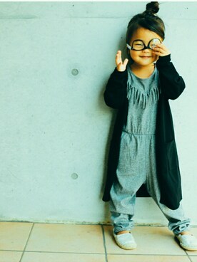 「フリンジ」｜「アイテム（オールインワン・サロペット）」を使った、hinanoさん（キッズ・90cm）の秋コーディネート