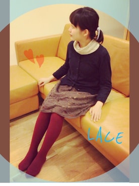 「B.L.U.E（ビーエルユーイー）のアイテム（スカート）」を使った、karinさん（レディース・152cm）の秋コーディネート