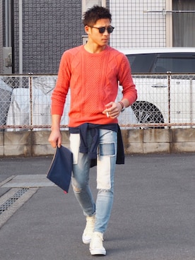 「アイテム（クラッチバッグ）」を使った、haruさん（メンズ・176cm）の春コーディネート