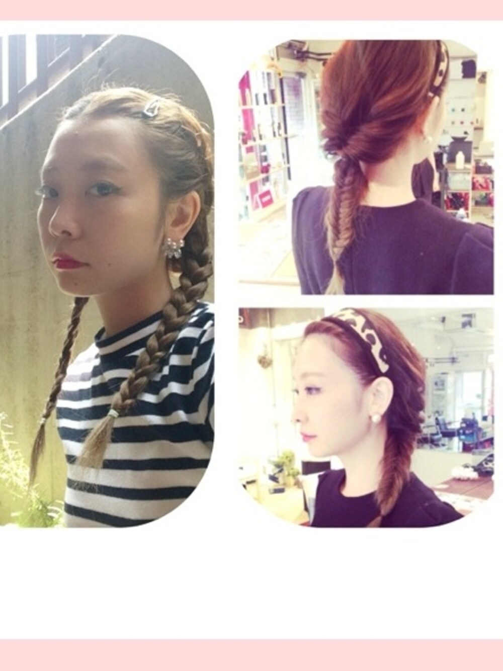 「アレキサンダーワン、ヘアアレンジ、gvgv、三つ編み、フィッシュボーン」｜「T BY ALEXANDER WANGのボーダーワンピ（ワンピース、ブルー系）」を使った、望月知さん（レディース・156cm）の夏コーディネートの1枚目の写真