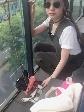 「UNUSED（アンユーズド）のアイテム（オールインワン・サロペット）」を使った、望月知さん（レディース・156cm）の春コーディネート
