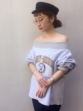 「ISABEL MARANT（イザベルマラン）のアイテム（ハンチング/ベレー帽）」を使った、望月知さん（レディース・156cm）の秋コーディネート