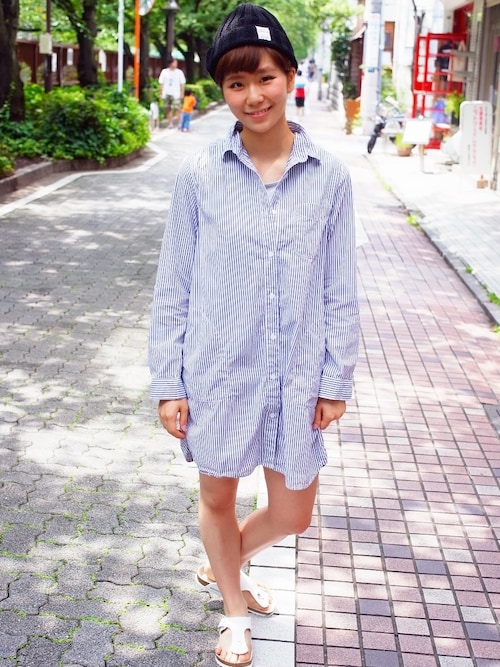 奈良岡にこさんのサンダル「RAMSES/ラムゼス ホワイト (UNISEX)(BIRKENSTOCK|ビルケンシュトック)」を使ったコーディネート