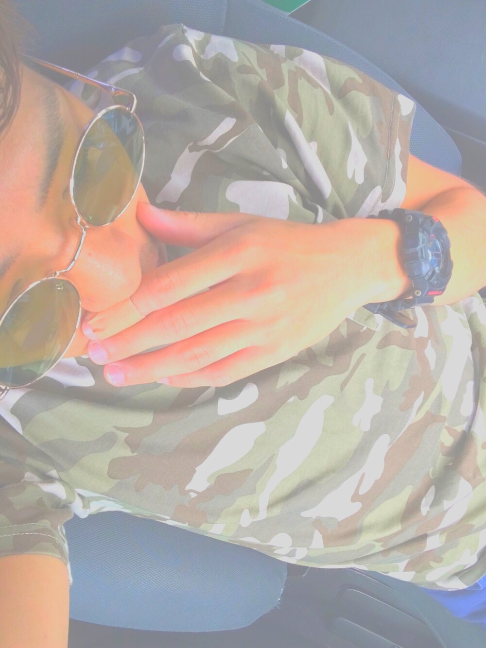 「夏コーデ、シンプル、カモフラ、BBQ、シルビア、NISSAN」｜「GUのアイテム（Tシャツ/カットソー、その他）」を使った、sneaker_1994さん（メンズ・162cm）の夏コーディネートの1枚目の写真