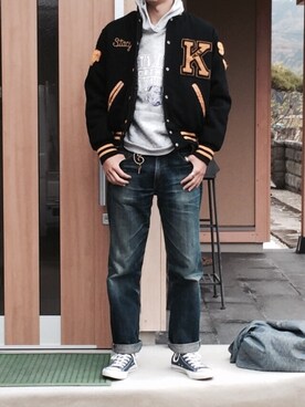 「Levis」｜「アイテム（スタジャン）」を使った、tk9573さん（メンズ・180cm）の冬コーディネート