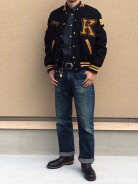 「Levis」｜「アイテム（スタジャン）」を使った、tk9573さん（メンズ・180cm）の冬コーディネート