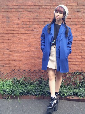 「blue」｜「アイテム（トレンチコート）」を使った、結さん（レディース・154cm）の秋コーディネート