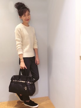 「チドリ柄」｜「アイテム（モカシン/デッキシューズ）」を使った、Maryさん（レディース・158cm）の冬コーディネート