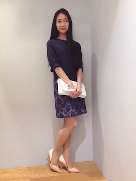 「アイテム（クラッチバッグ）」を使った、Maryさん（レディース・158cm）の春コーディネート