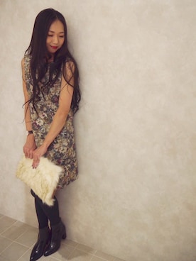 「アースカラー」｜「アイテム（ワンピース/ドレス）」を使った、Maryさん（レディース・158cm）の冬コーディネート