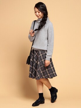 「Soareak（ソアリーク）のアイテム（スカート）」を使った、Maryさん（レディース・158cm）の冬コーディネート