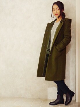 「Soareak（ソアリーク）のアイテム（ピーコート）」を使った、Maryさん（レディース・158cm）の冬コーディネート