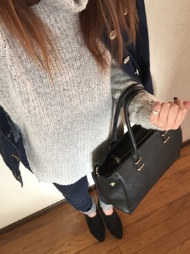 「ロングニット」｜「アイテム（デニムジャケット）」を使った、haruka❤︎さん（レディース・160cm）の秋コーディネート