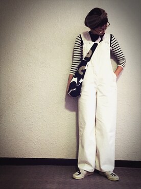 「UNUSED（アンユーズド）のアイテム（オールインワン・サロペット）」を使った、pinokoさん（レディース・162cm）の秋コーディネート