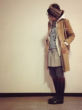 「AIGLE（エーグル）のアイテム（ブーツ）」を使った、pinokoさん（レディース・162cm）の冬コーディネート