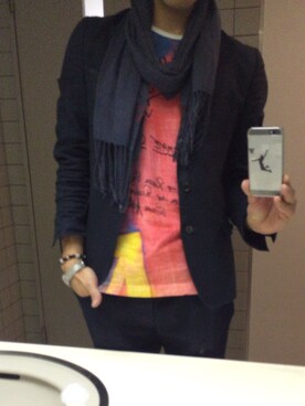 「Vivienne Westwood MAN（ヴィヴィアンウエストウッドマン）のアイテム（Tシャツ/カットソー、ホワイト系）」を使った、大石 貴之さん（メンズ・175cm）の春コーディネート